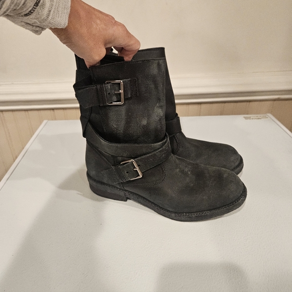 Zara Distressed double buckle moto boots size 8 - Picture 9 of 10